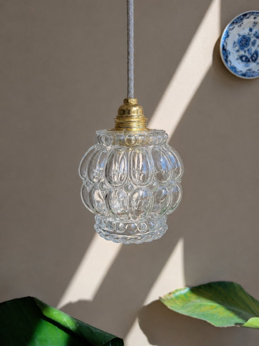 Prachtige glazen vintage hanglamp