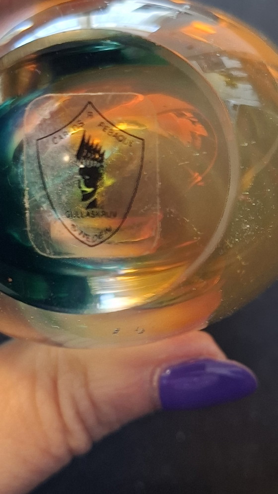 Image 1 of Vintage Swedish glass art vase - Carlos R Pebaqué for Gullaskruf