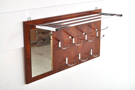 Image 1 of Vintage wall coat rack with mirror 60s