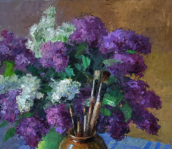 Original Oil Painting Spring Flowers Still Life With Lilac – Paintings & Drawings, Canvas (photo 5 of 7)