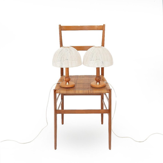 Image 1 of Coppia di lampade da comodino in legno, anni '70
