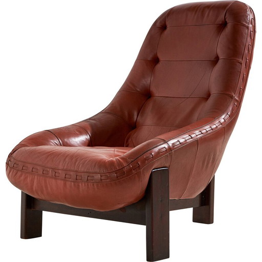 MK10185 Sillón vintage de piel brasileña diseñado por Jean Gillon para Probel, 1960.