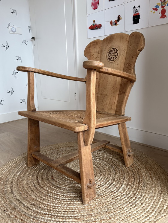 Image 1 of Arts & crafts brutalism monastery chair 