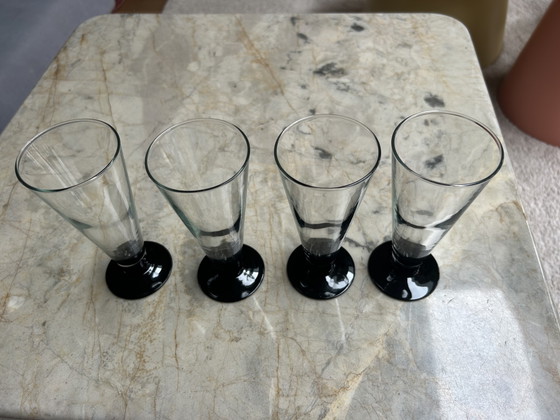 Image 1 of Bicchieri vintage Luminarc con base nera (set da 4)