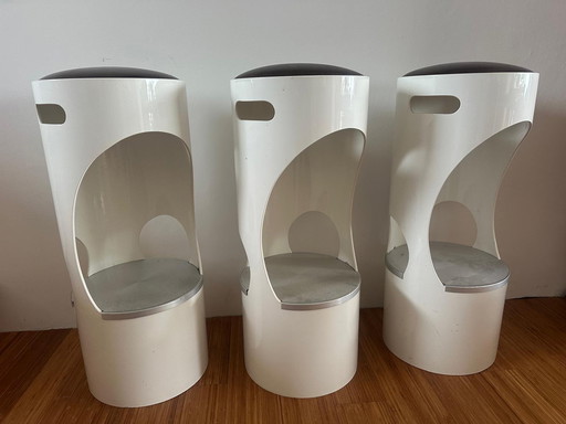 3 Space Age barkrukken dutch design Nebu made in Holland seventies 