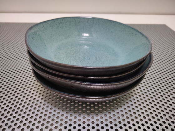 Image 1 of Service de table 12 pièces en faïence bleue