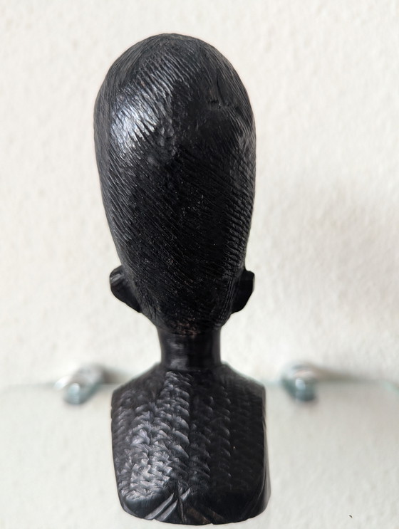 Image 1 of African Woman(Man). Tribal Head Marcari Ebony carved Wood