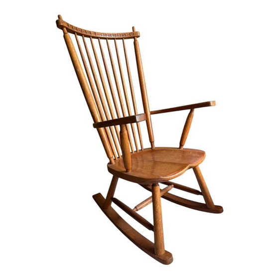 Image 1 of Sedia a dondolo vintage in quercia De Ster Gelderland, Paesi Bassi 1960