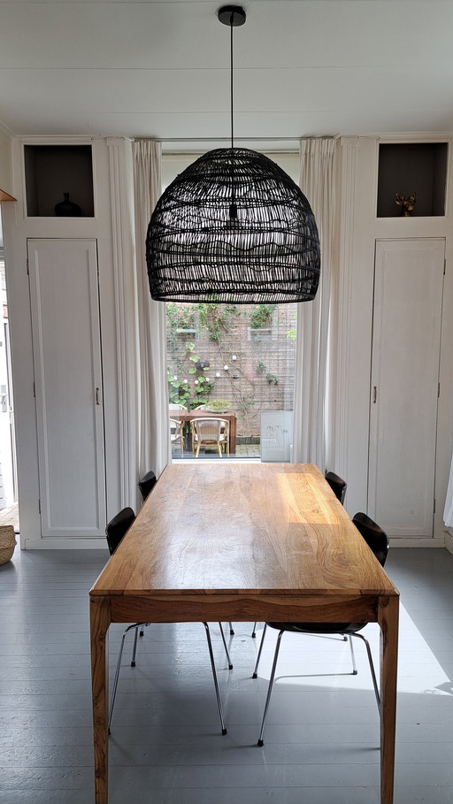 HKLiving lampe suspendue en osier noir