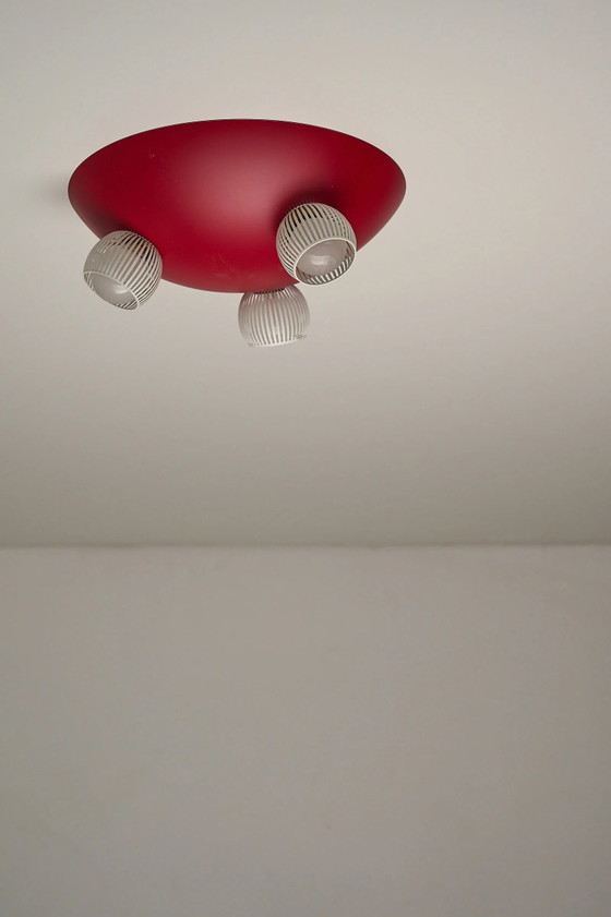 Space Age Flush Mount Ceiling Light, Metal, White (photo 3 of 7)