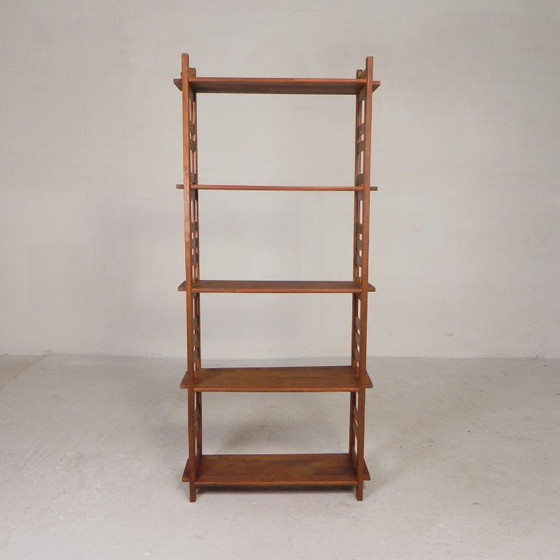 Dismountable wooden bookshelf, etagere, 1960s, Shelving unit, Brown, Vintage (photo 9 of 15)