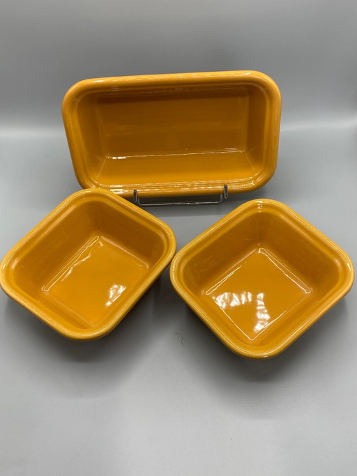3 fuentes para hornear Émile Henry Gastron - Amarillo mostaza - Años 80-90 – servies, Ceramic