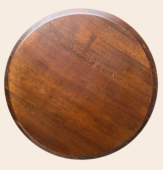 Image 1 of Vintage Gietijzeren Bijzettafel | Victoriaanse Revival | Ornamenteel Krulwerk | Eiken Blad