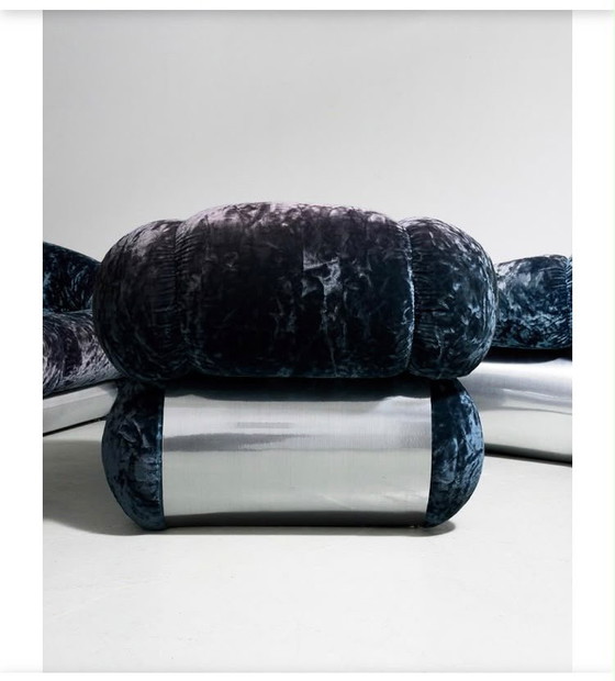 Sofas Vintage Adriano Piazzesi – Canapé + 2 Fauteuils – Velvet (photo 7 of 7)