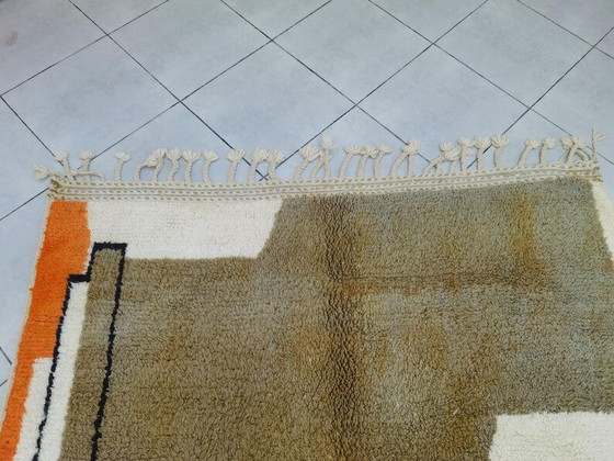 Image 1 of Handmade Beni Ourain rug: 3/2.1m abstract Moroccan rug in brown lambswool