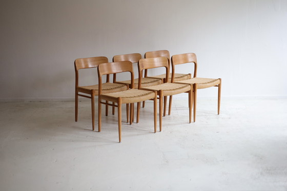 Image 1 of Set aus 6 Esszimmerstühlen, Modell 75, Niels Otto Møller