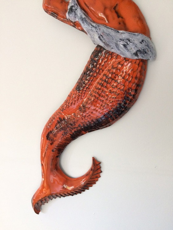 Image 1 of Studio Pottery Wall Art Sculpture Mermaid Mermaid, Belgium 1960s
