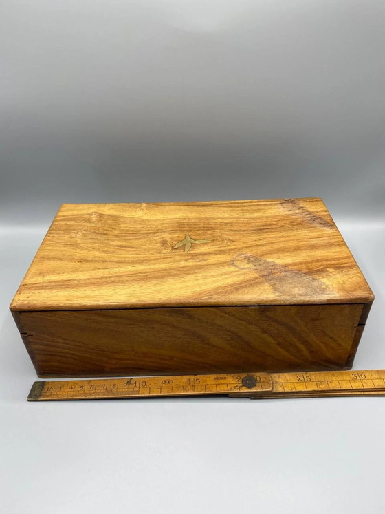 Sheesham Tea Box – 8 Compartments – Brass Bird Inlay – Decorative Objects, Wood (photo 3 of 5)