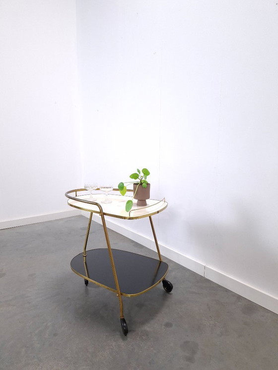 Image 1 of Ilse Möbel trolley met zwart wit formica