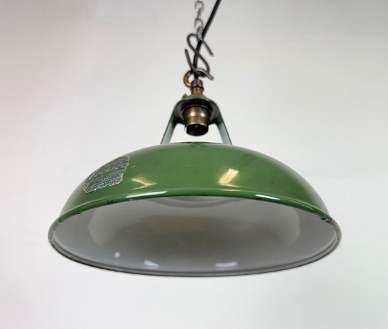Image 1 of Industrial Green Enamel Factory Pendant Lamp from Coolicon, 1950s