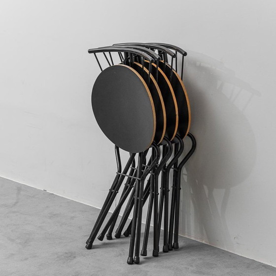 Image 1 of SET DI 4 SEDIE PIEGHEVOLI VINTAGE IN METALLO E LEGNO ANNI '70