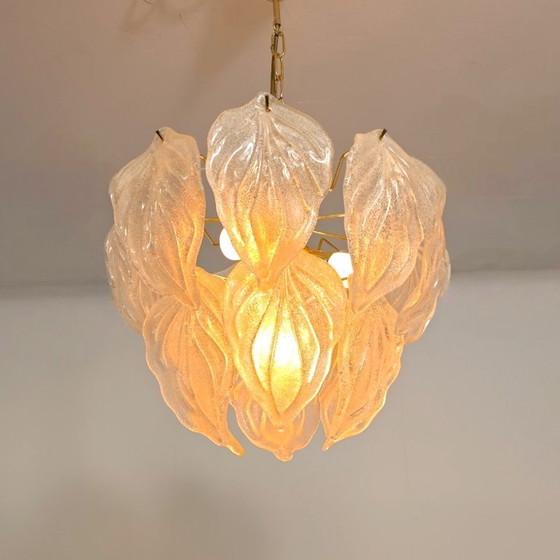Image 1 of Lampe à suspension Murano Novaresi années 70 en verre glacé