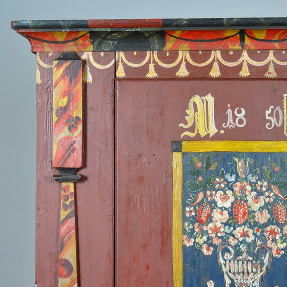 Image 1 of Deutscher Hochzeitsschrank, datiert 1850