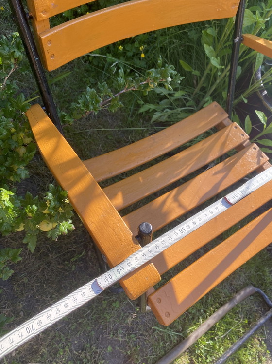 Image 1 of 4x Vintage Folding Chair + Table GDR Seating Set Germany Rare