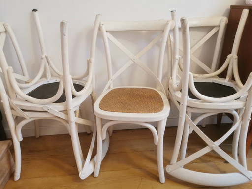 6 sedie da bistrot in legno con seduta in vimini