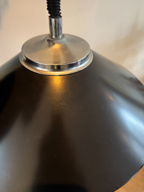 Image 1 of Vintage verstelbare hanglamp - zwart, crème en zilver