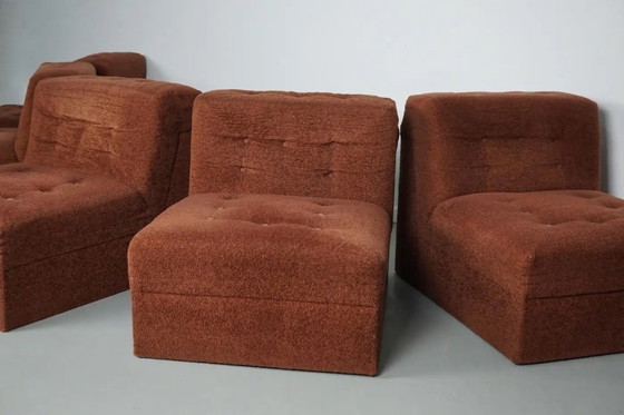 Image 1 of Vintage brown bouclé modular sofa, 1970s, 5 elements