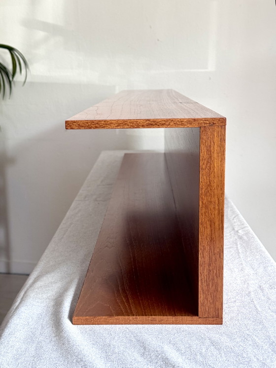 Vintage wall shelf Walter Wirz Wilhelm Renz 1960s, Shelving unit, Wood, Brown (photo 9 of 13)