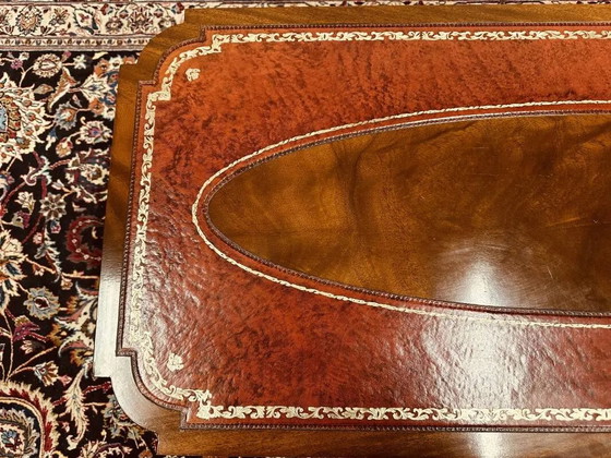 Table basse Chesterfield anglaise antique avec plateau en cuir, Tables basses, Bois (photo 9 sur 10)