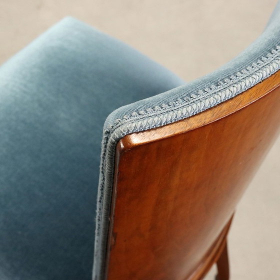 Set vintage stoelen met gekleurd fluweel – Eetkamerstoelen, Wood (photo 6 of 12)