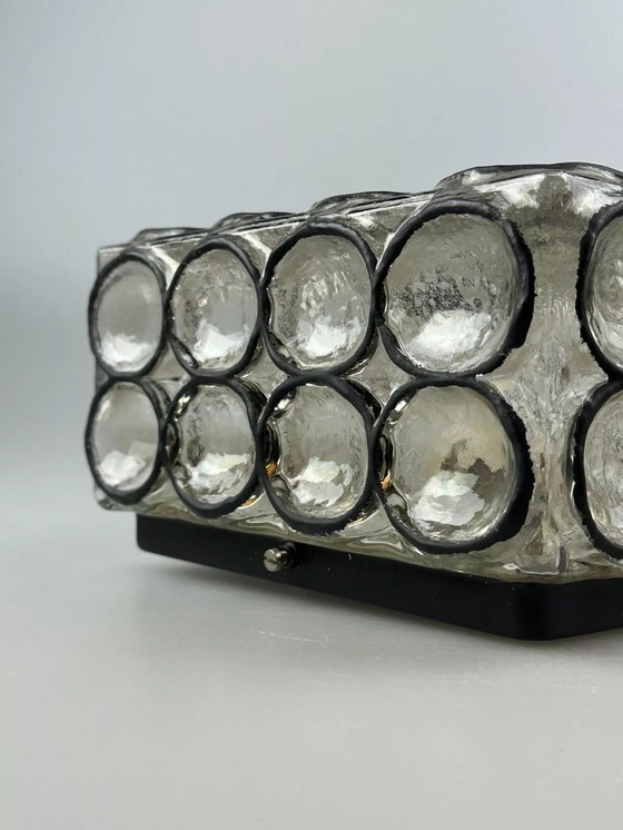 Image 1 of 60s 70s ceiling lamp Glashütte Limburg Germany Plafoniere glass & metal