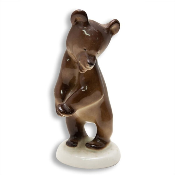 Image 1 of Vintage ceramic sculpture of a bear by the Lomonosov company, Soviet Union 1970