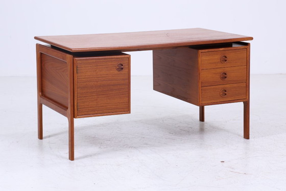 Image 1 of Vintage Teak Desk by Arne Vodder for GV Møbler | Mid - Century Drawers Work Desk Free Table Retro Design #06-38
