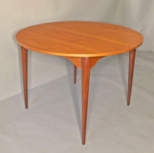 Italian Circular Teak Extendable Dining Table, 1960s