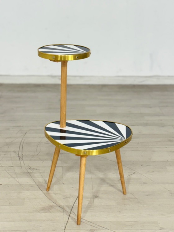 Image 1 of Niervormige tafel, plantenstandaard, bijzettafel en opbergmeubel in mid-century modern stijl