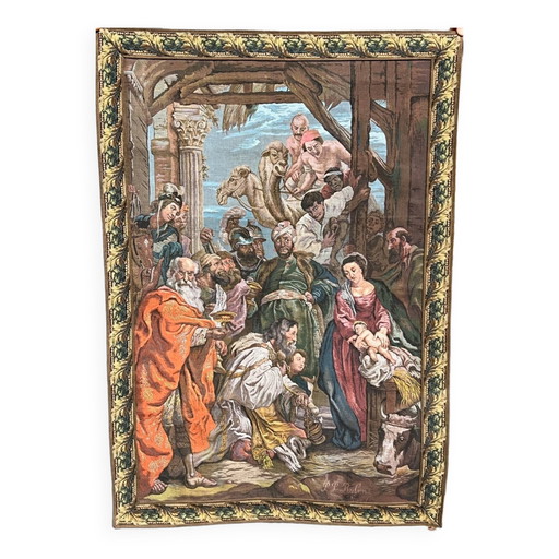 Wandtapijt gebaseerd op het schilderij "De Aanbidding der Wijzen" van Peter Paul Rubens. – wanddecoratie