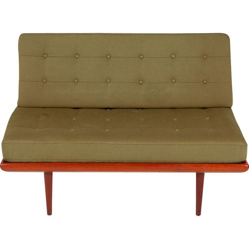 Lit de repos vintage Minerva en tissu vert et teck par Peter Hvidt & Orla Mølgaard-Nielsen pour France & Daverkosen, 196