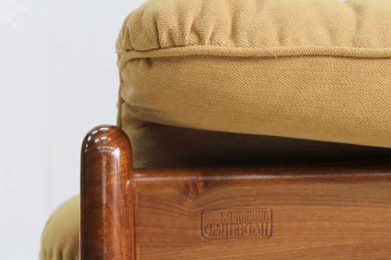 Vintage 3 seater sofa by Mario Marenco for Mobilgirgi, Mobil Girgi, Couches, Textile, Wood, Yellow, 1970 (photo 4 of 11)