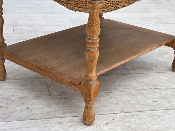 Anni '70, Tavolino scandinavo con cassetti, legno massello di rovere, rattan. – Tavolini (photo 18 of 21)