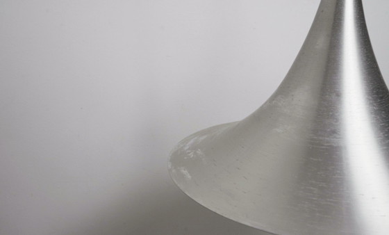 Trumpet Ceiling Lamp Mid Century Modern Tulip Witch Hat Large Vintage Pendant Light Brushed Aluminium Metal (photo 14 of 22)