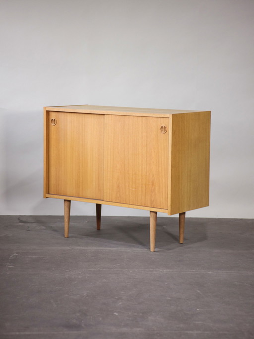 Schuifdeurkast dressoir eiken Deens vintage
