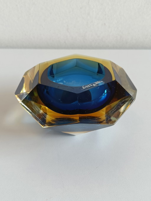 Cendrier en verre Sommerso de Pagnin & Bon Murano, bleu et ambre, années 1960-1970 – decoratieve objecten (photo 2 of 9)