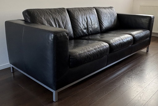Zadellederen Designbank Machalke Manolito 3,5-Zits – Zwart