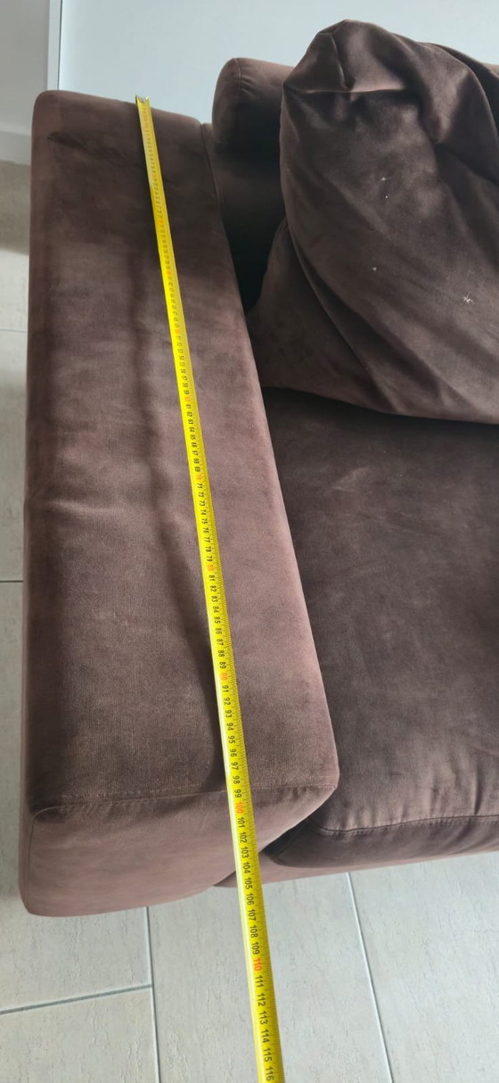 Geräumiges Ecksofa aus schokoladenbraunem Samt mit Chaiselongue – 3-5 Sitzer Sofas, Velvet, Plastic (photo 10 of 10)