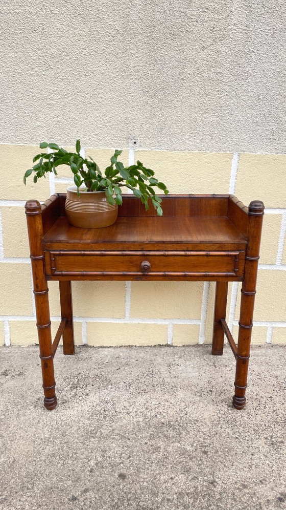 Consolebureau uit de jaren 1900, ook wel bekend als bamboe bureau. – Wood (photo 22 of 30)
