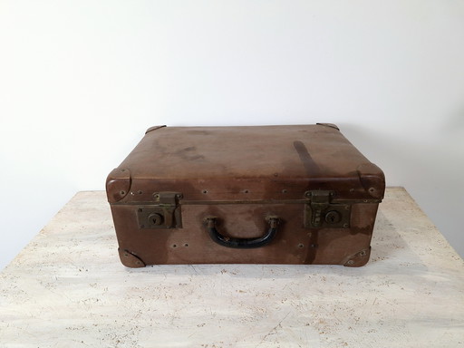Vintage Vulcan Fiber German Suitcase / Collectible Antique Suitcase / Retro Travel Accessories / Collectible Suitcase 40s